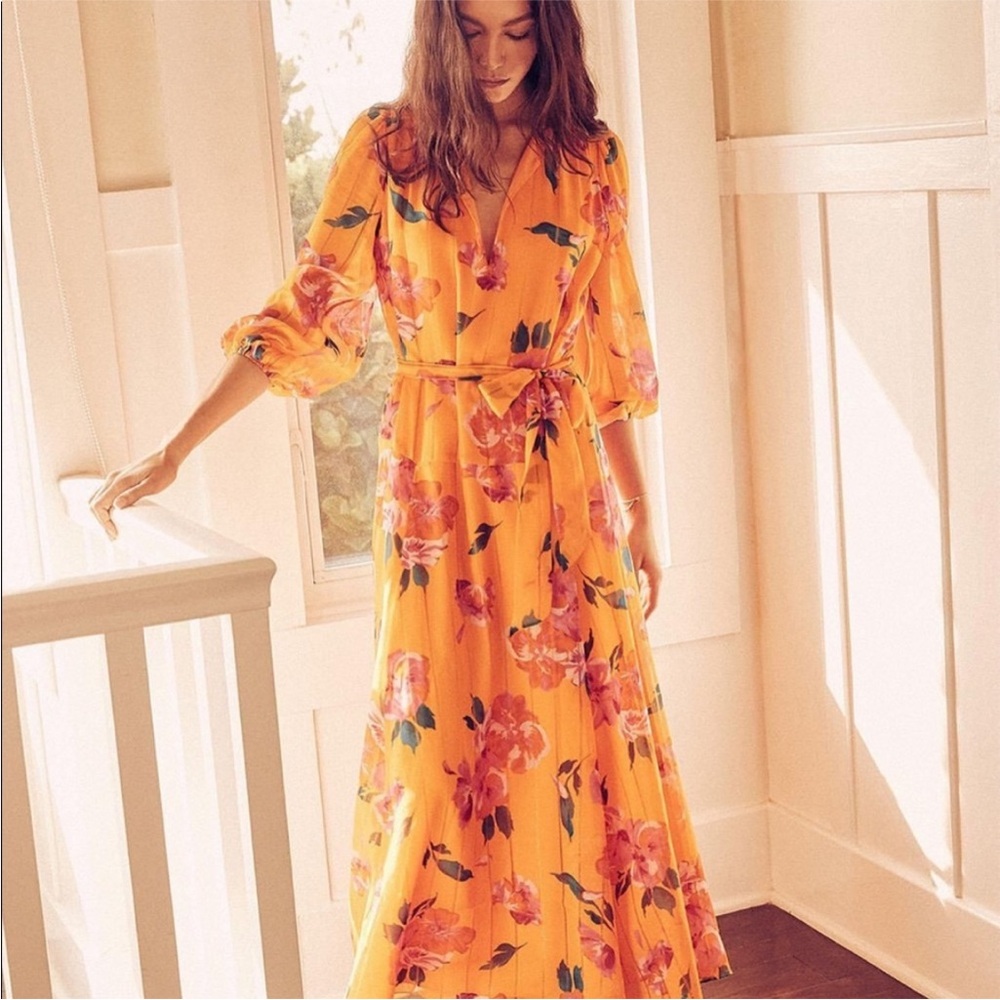 Joie orange floral silk dress